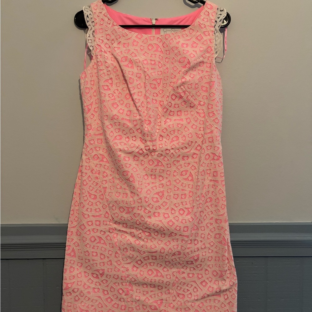Jessica Simpson Pink Sheath Midi Dress Square Neck Sleeveless